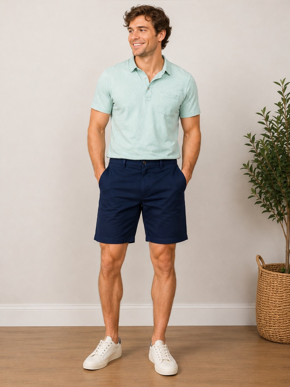 J.Crew 7" Inseam Navy Chino Shorts Men's Size 34 Stretch Casual Summer